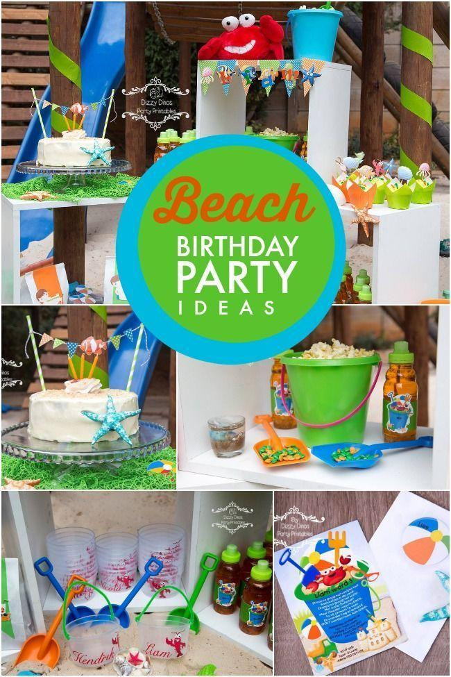 Beach Theme Party Ideas
 A Boy s Beach Themed 3rd Birthday Party Spaceships and