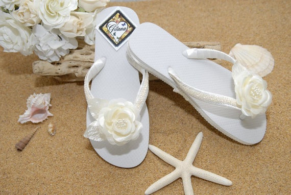 Beach Wedding Flip Flops
 Items similar to Bridal Flip Flops Bridal Sandals Beach