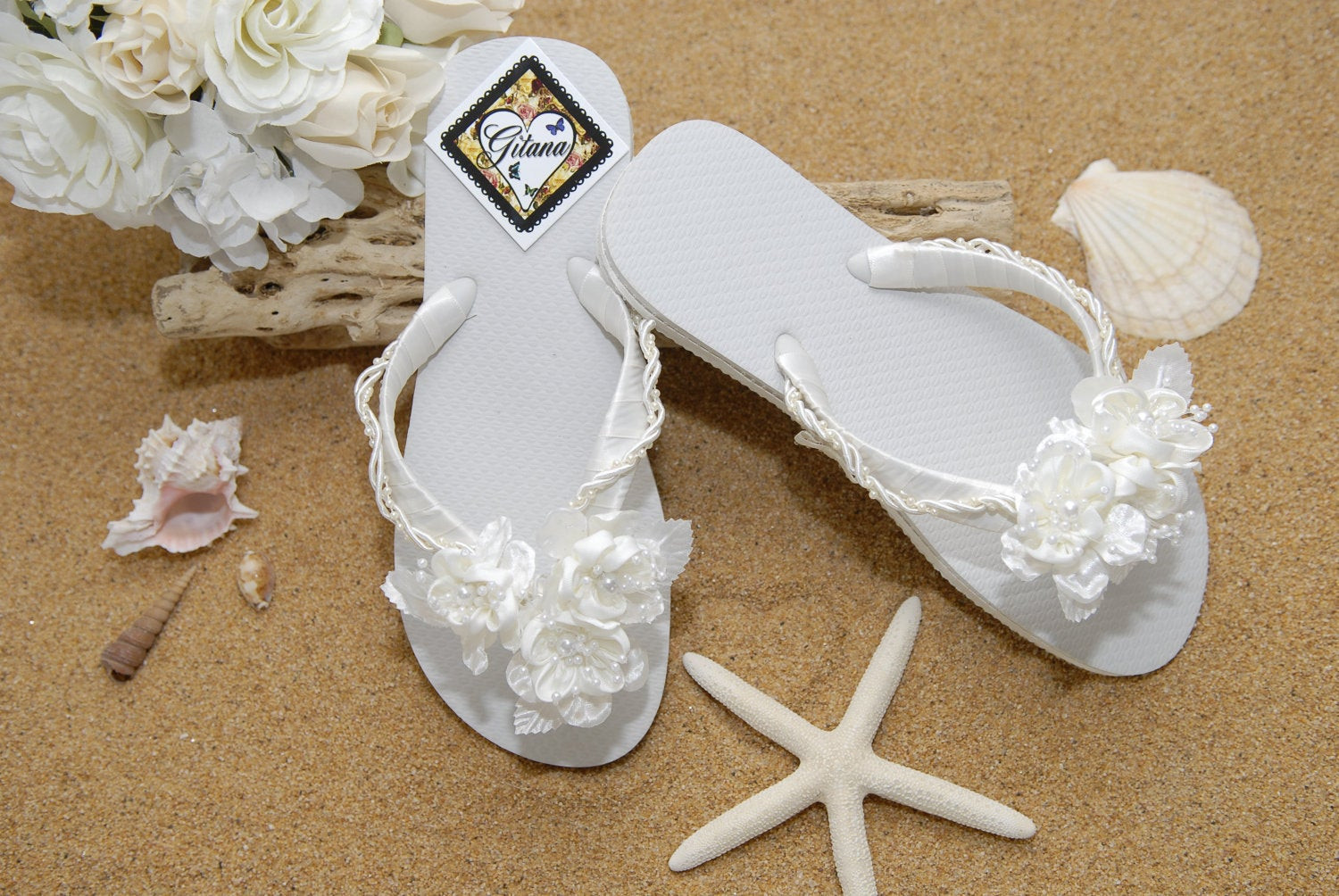 Beach Wedding Flip Flops
 Bridal Flip Flops Bridal Sandals Beach Wedding Ivory Flip
