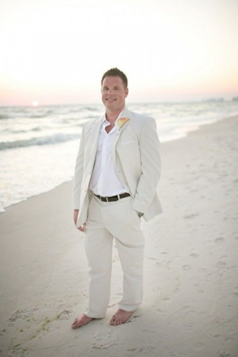Beach Wedding Suits
 2016 Summer Beach Wedding Linen Men Suits Slim Fit Best