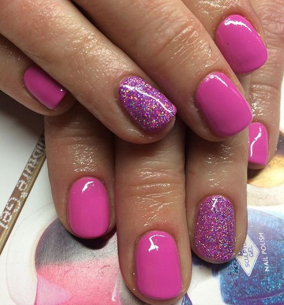 Beautiful Gel Nails
 Beautiful pink gel nails with glitter Mila s