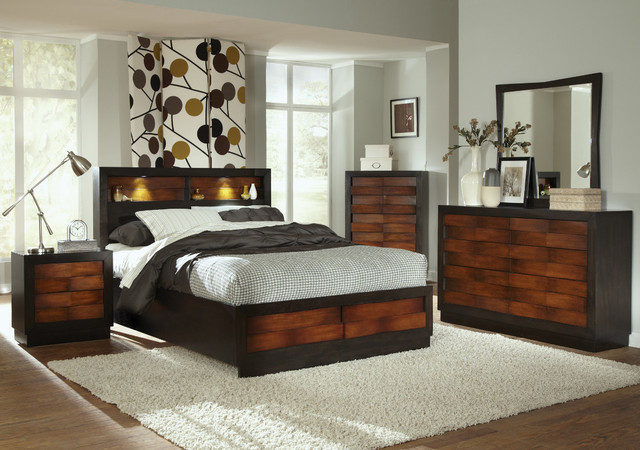 Bedroom Sets With Storage
 Rolwing 5Pc California King Storage Bedroom Set in Reddish