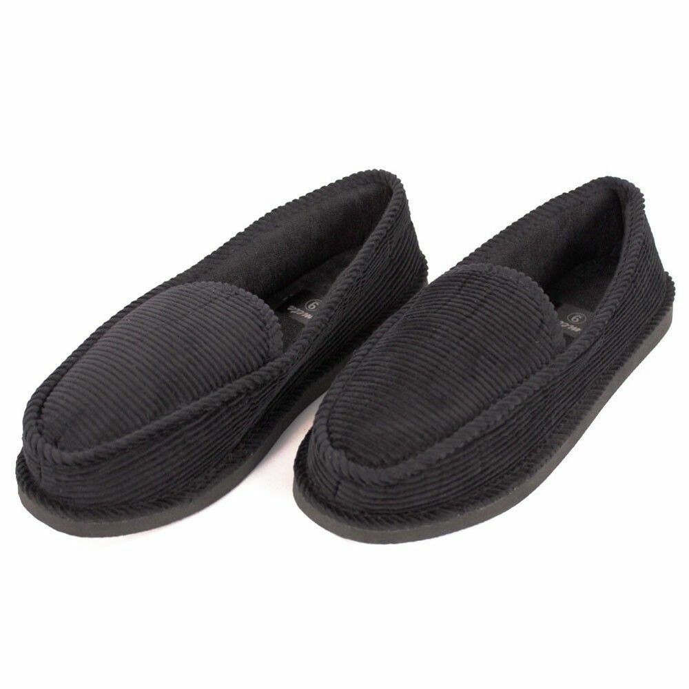 Bedroom Slippers Mens
 Mens Slippers House Shoes Black Corduroy Moccasin Slip