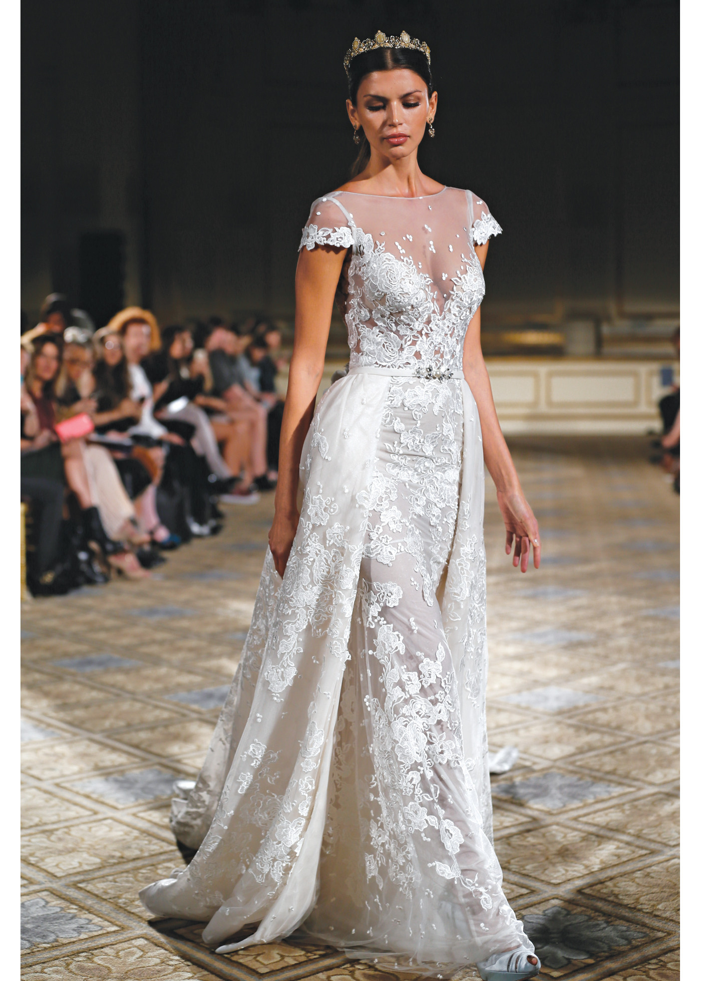 Berta Wedding Dresses Prices
 Berta Short Sleeve Illusion Neckline Wedding Gown NY NJ