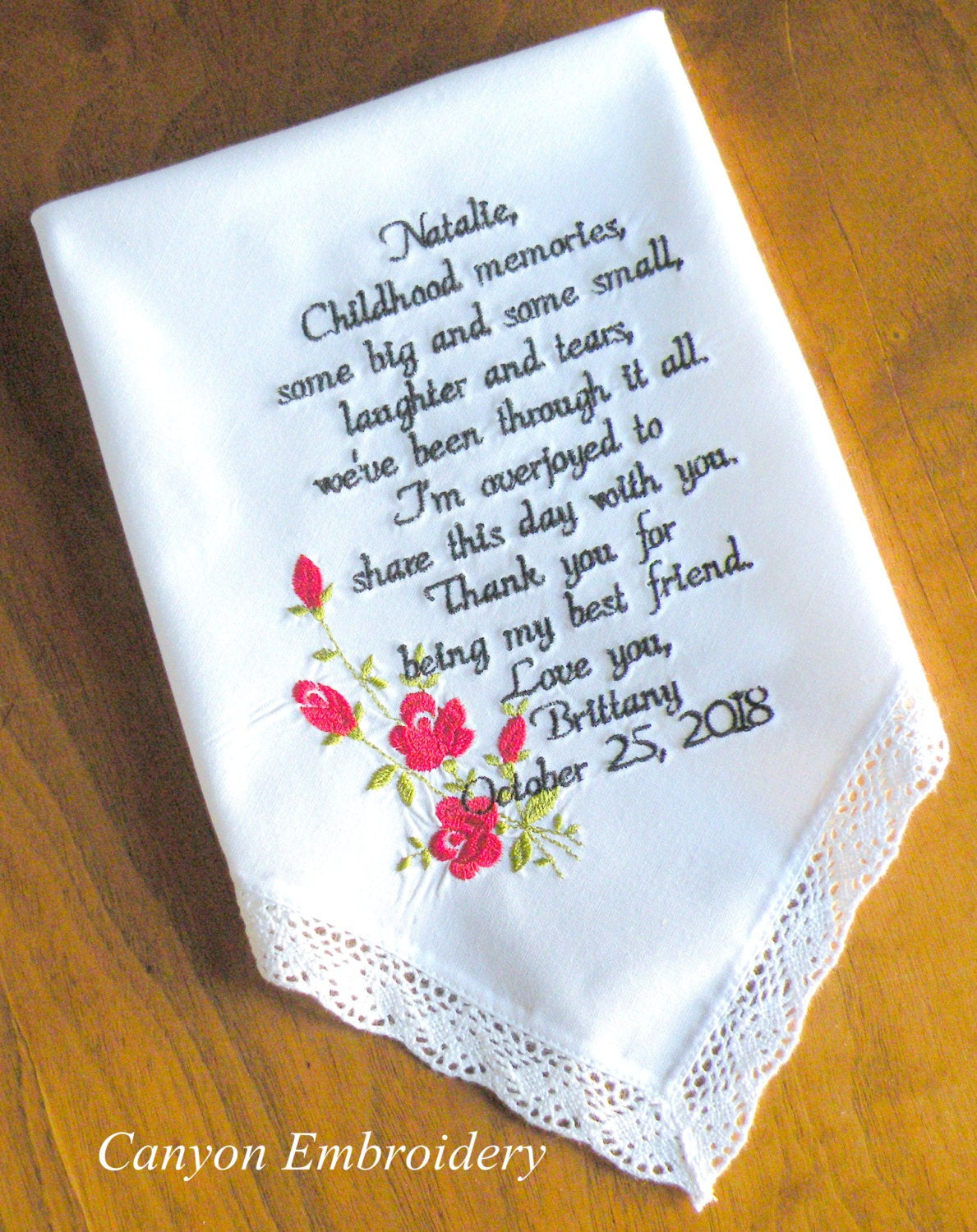 Best Friend Wedding Gift
 Wedding Gift Best Friend Embroidered Wedding Handkerchief