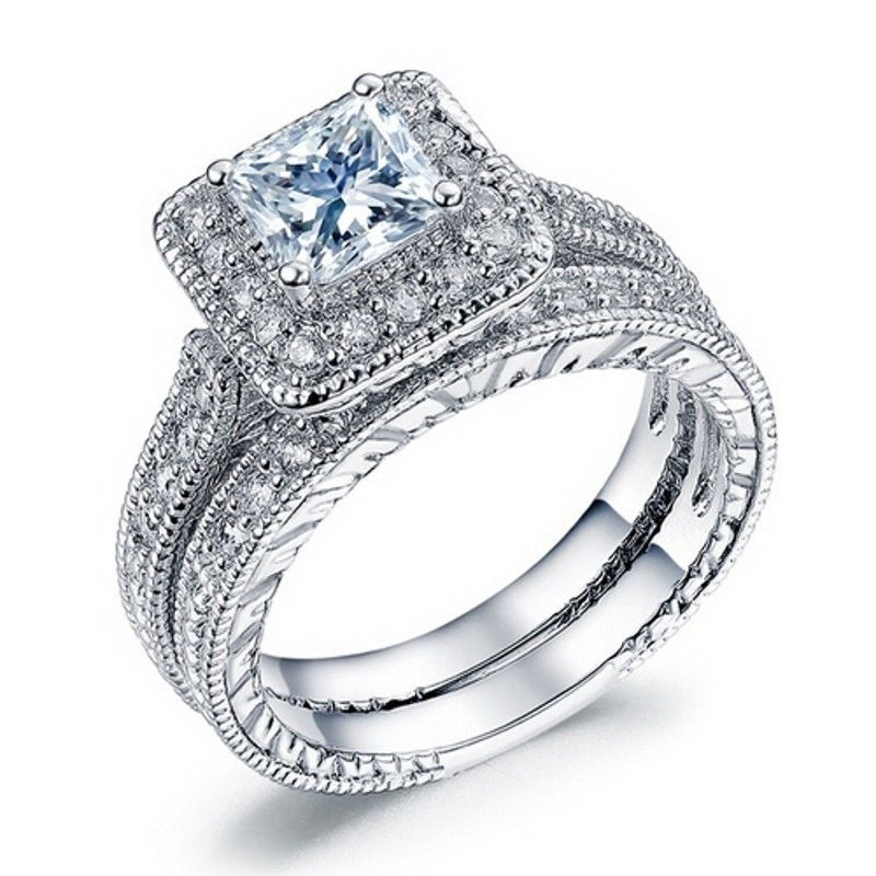 Best Wedding Rings For Women
 Handmade Vintage Women Princess Cut AAA CZ White Gold
