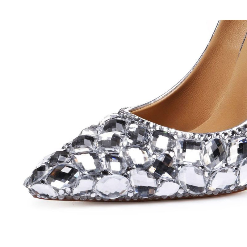 Best Wedding Shoes 2020
 Charming Silver Wedding Shoes 2020 Rhinestone 11 cm