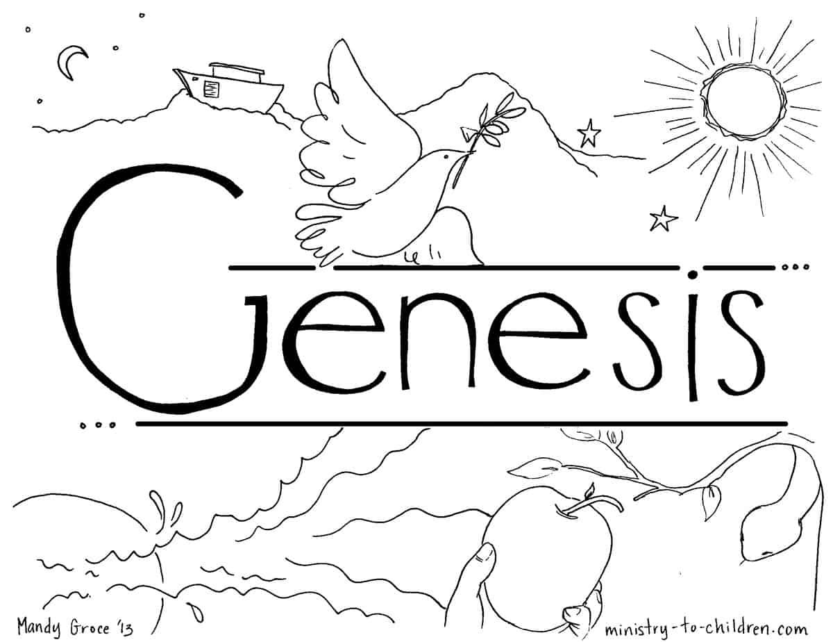 Bible Coloring Sheets For Kids
 "Book of Genesis" Coloring Page for Children