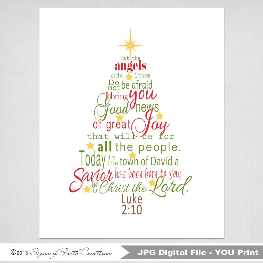 Bible Quotes About Christmas
 Christmas Tree Printable Scripture Art with Luke 2 Bible