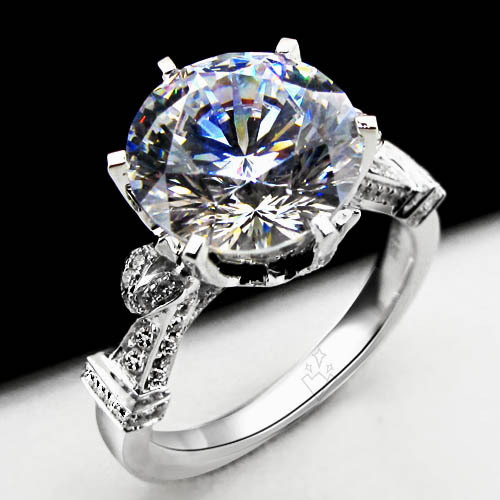 Big Diamond Wedding Rings
 4 Carat Genuine White Gold Big Stone Fabulous Synthetic