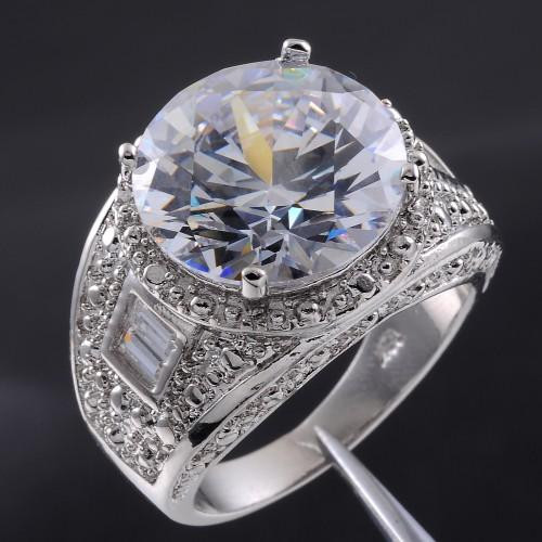 Big Diamond Wedding Rings
 Men s Big Round Diamond Simulated White Sapphire 18K Gold
