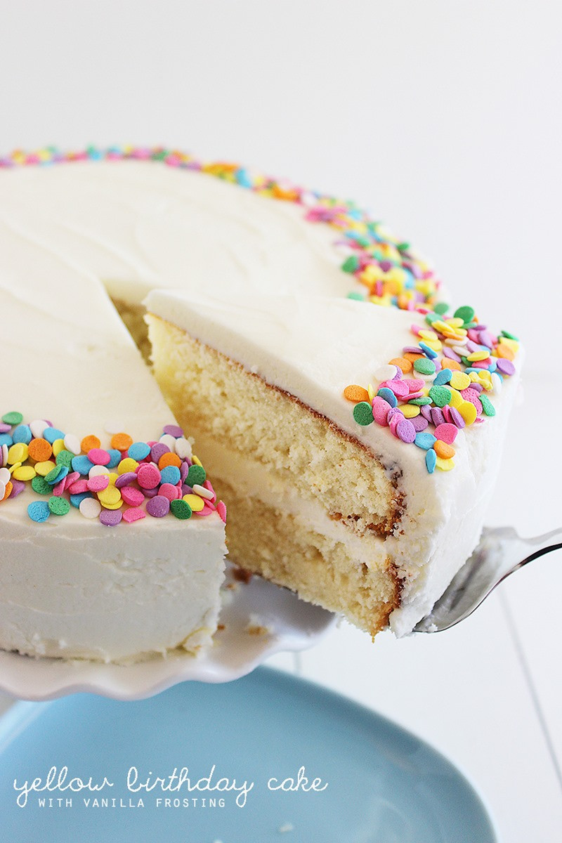 Birthday Cake Icing
 Yellow Birthday Cake with Vanilla Frosting
