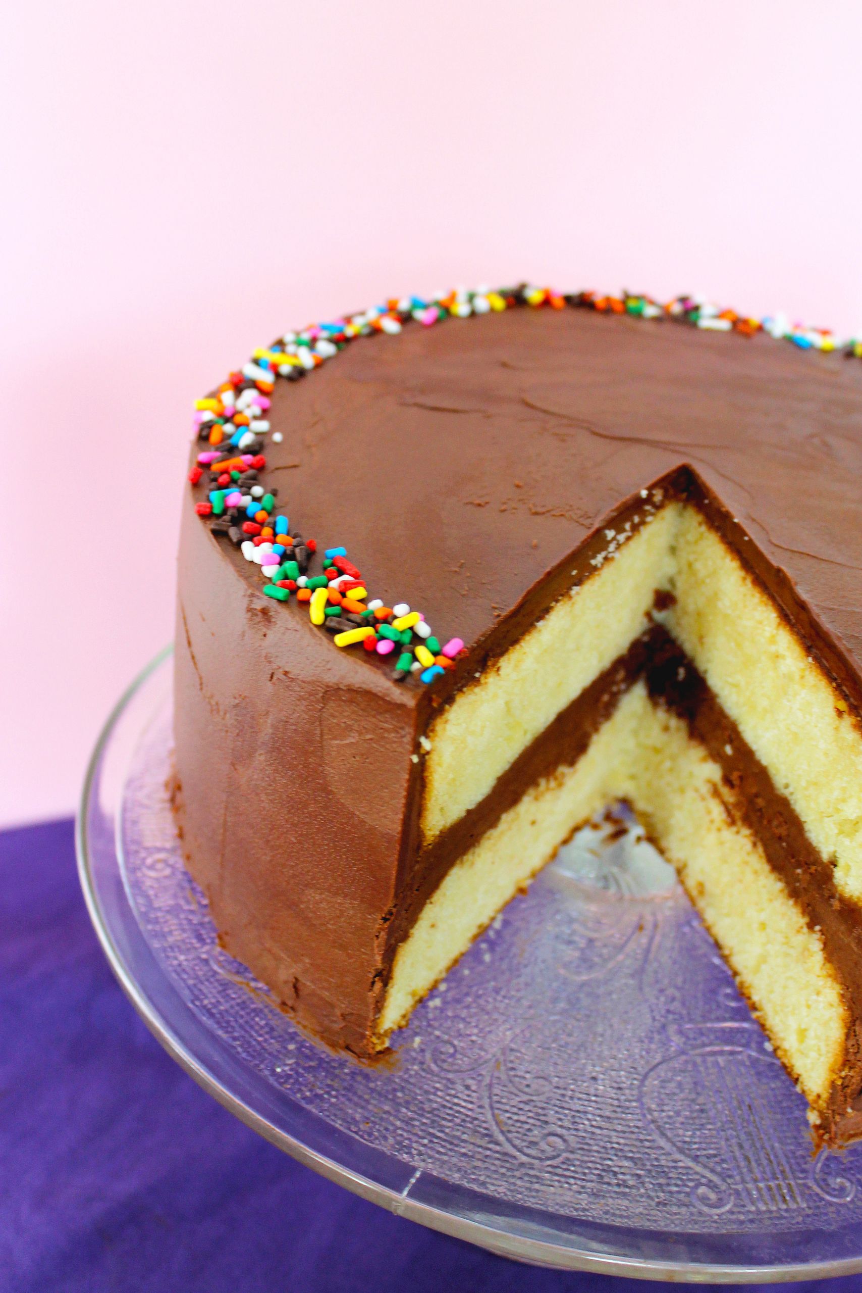 Birthday Cake Icing
 Yellow Birthday Cake with Fluffy Chocolate Ganache Frosting