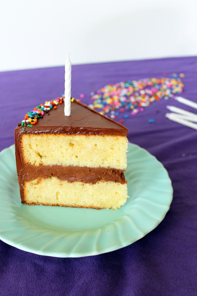 Birthday Cake Icing
 Yellow Birthday Cake with Fluffy Chocolate Ganache Frosting