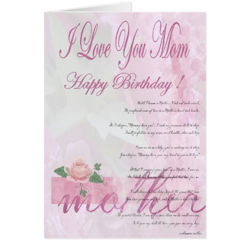Birthday Cards For Mom From Daughter
 Happy Birthday Mother from Daughter Card
