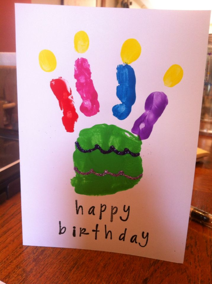 Birthday Craft Ideas For Kids
 DIY happy birthday card Easy for kids Paint hand