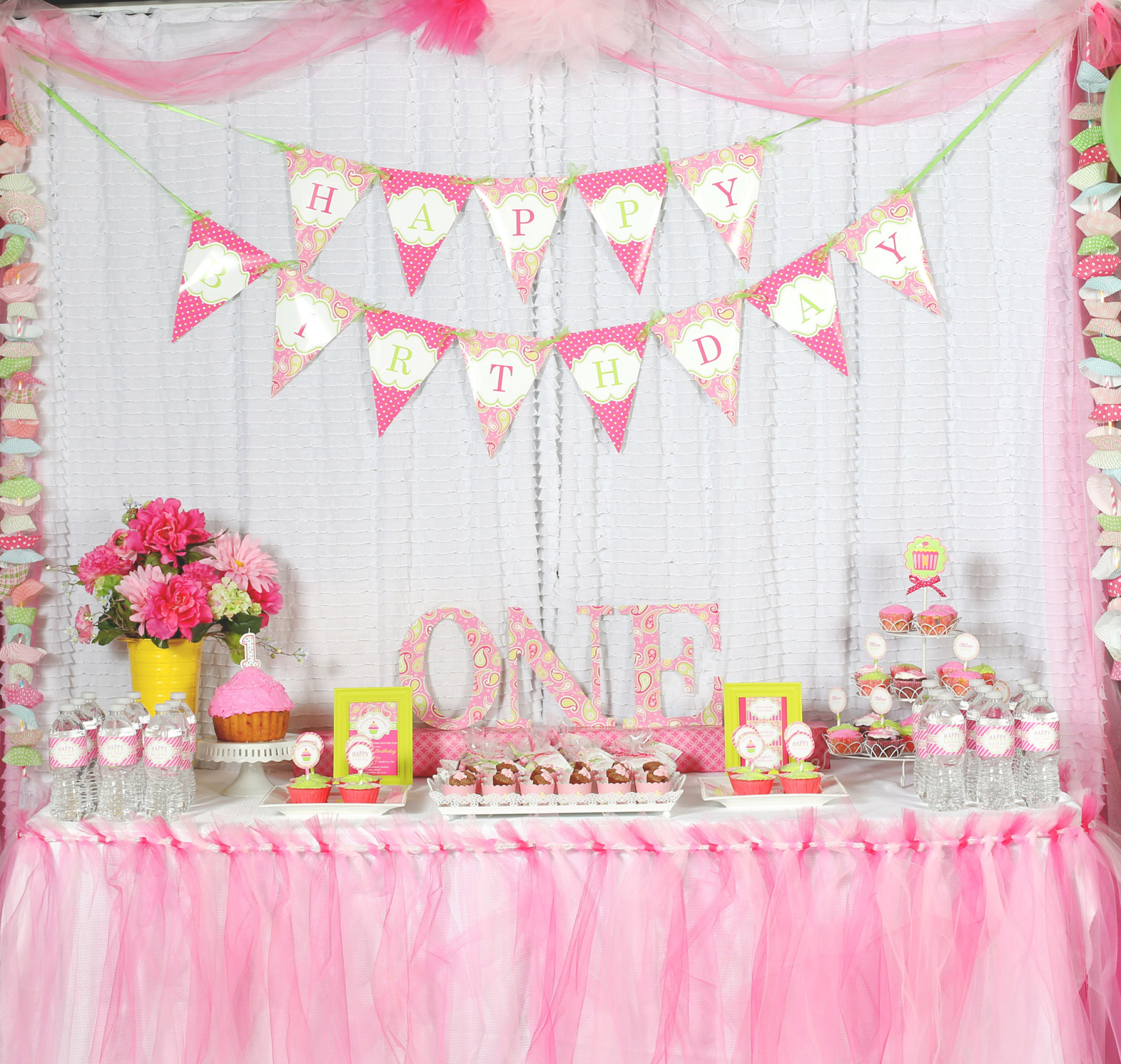 Birthday Decor
 A Cupcake Themed 1st Birthday party with Paisley and Polka