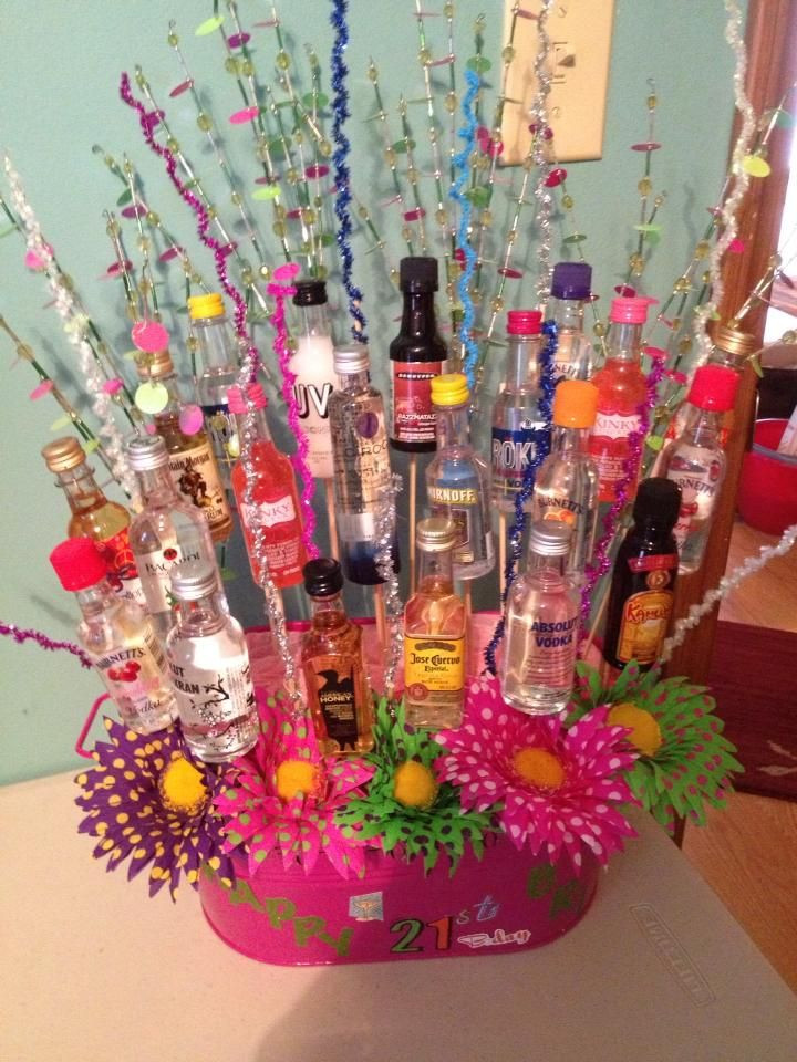 Birthday Gift Idea
 Cute Idea 21st birthday alcohol basket