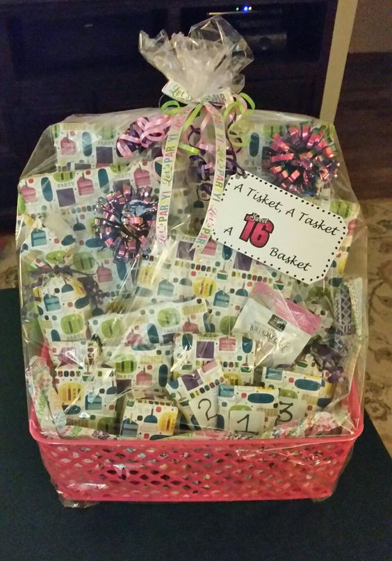 Birthday Gifts For A Girl
 A Tisket A Tasket A Sweet 16 Basket Filled with 16
