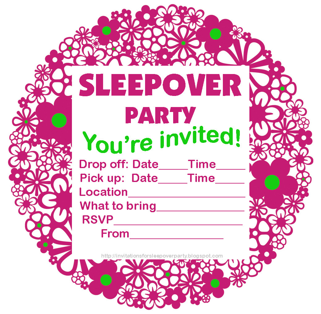 Birthday Invitation Online
 INVITATIONS FOR SLEEPOVER PARTY