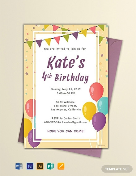 Birthday Invitation Online
 FREE Email Birthday Invitation Template Word