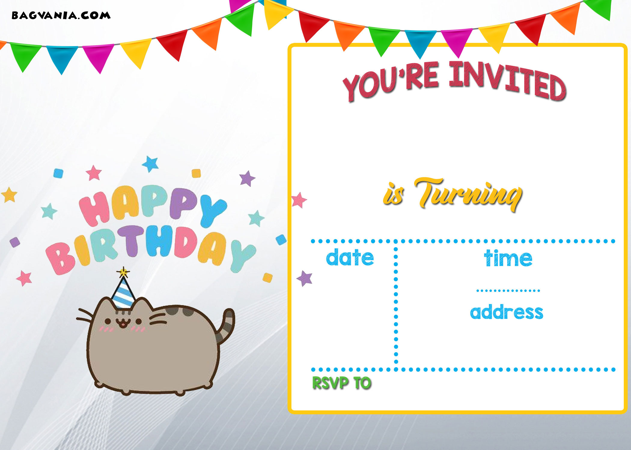 Birthday Invitation Online
 FREE Printable Pusheen Birthday Invitation Template — FREE