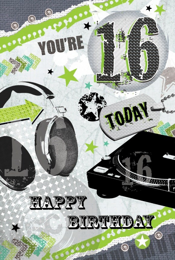 Birthday Party Ideas For Boys Age 16
 Age 16 Boy Birthday Card Headphones Record Player