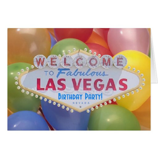 Birthday Party Las Vegas
 Las Vegas Birthday Party Announcement Card with B