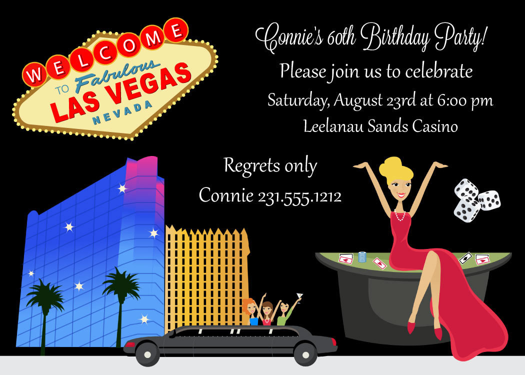 Birthday Party Las Vegas
 Casino Birthday Invitation Adult Birthday Party