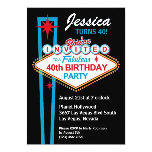 Birthday Party Las Vegas
 Las Vegas 40th Birthday Party Invitation