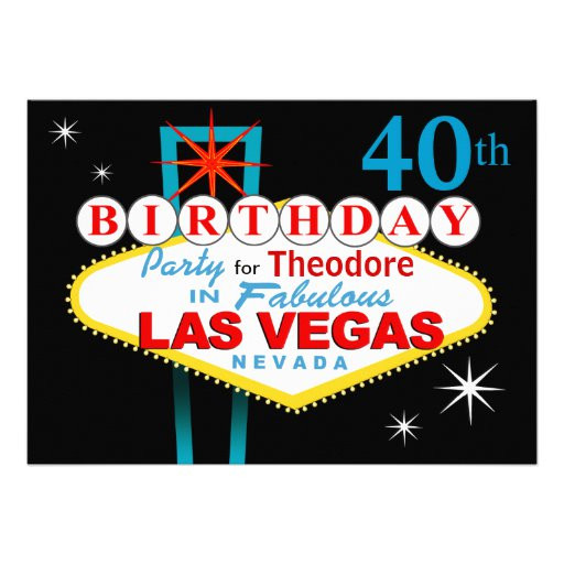 Birthday Party Las Vegas
 Las Vegas 40th Birthday Party 5x7 Paper Invitation Card