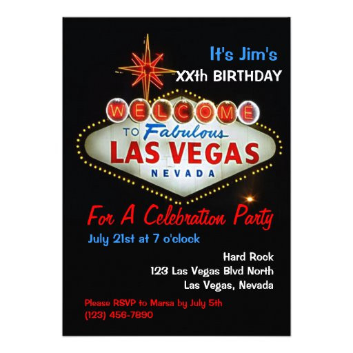 Birthday Party Las Vegas
 Personalized Las Vegas Party Invitations