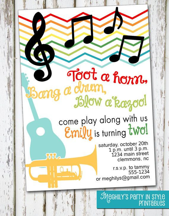 Birthday Party Music
 Music Musical Instruments Invitation in 2019