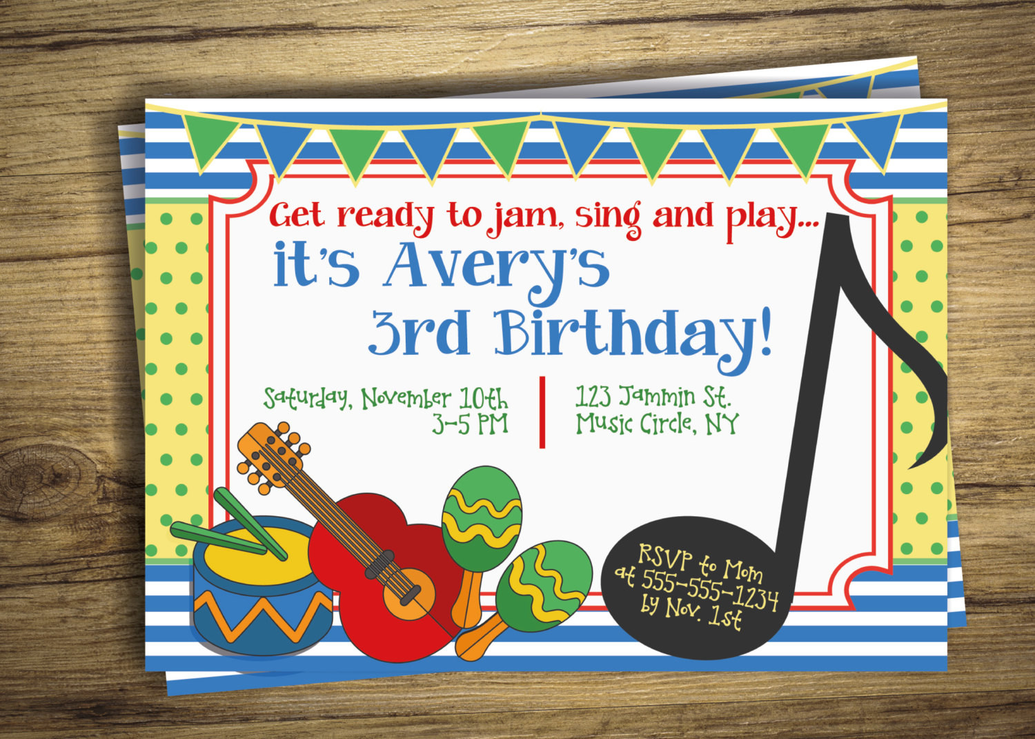 Birthday Party Music
 Music Birthday Party Invitation Drum Music Circle First