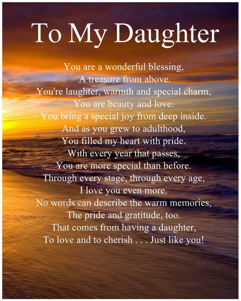 Birthday Quotes For Your Daughter
 Personalised To My Daughter Poem Birthday Anniversary