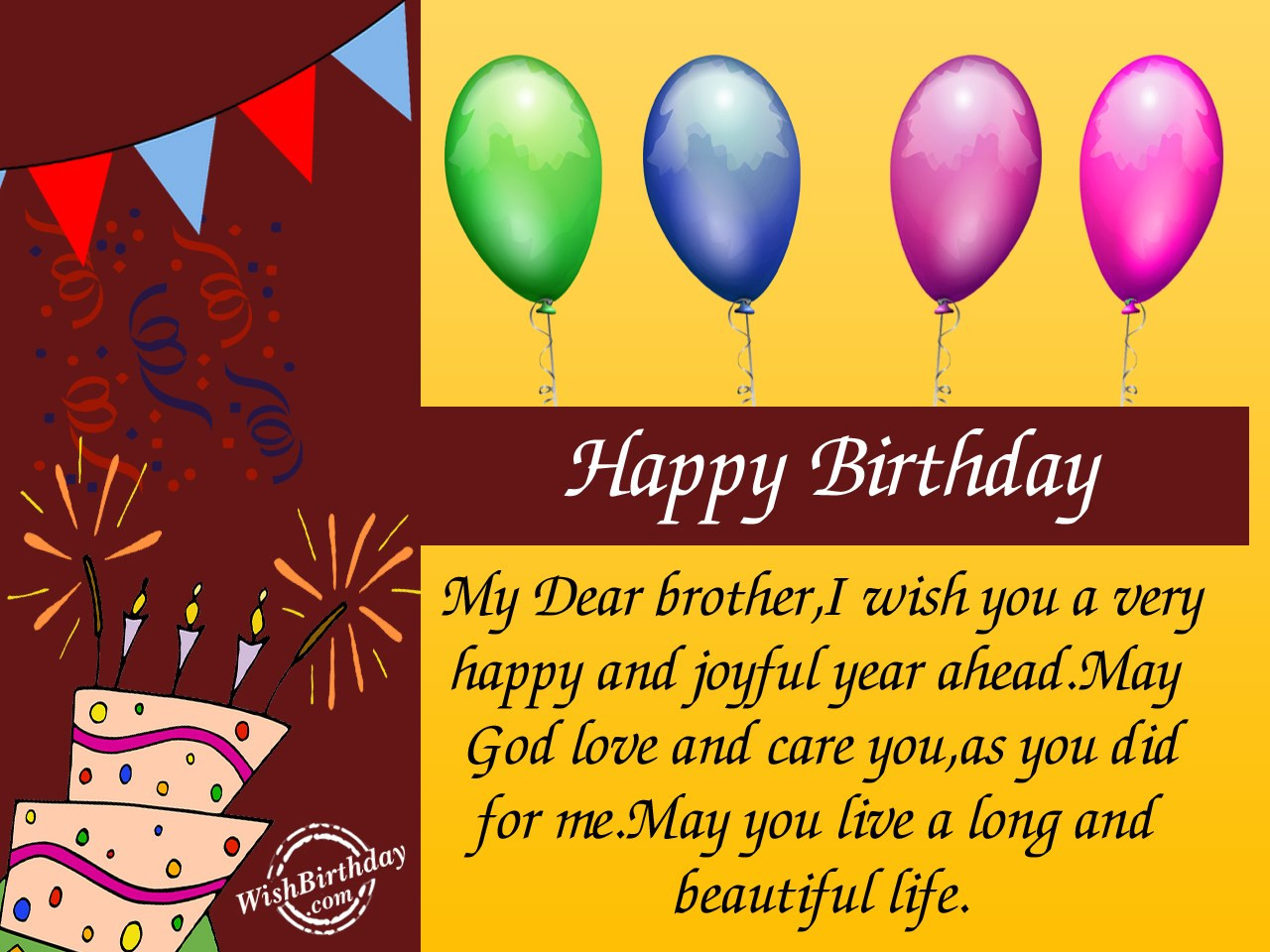 Birthday Wishes To My Brother
 Happy Birthday Dear Brother WishBirthday