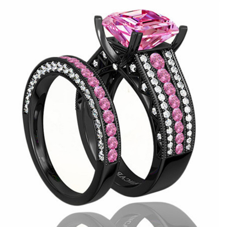 Black And Pink Wedding Rings
 Aliexpress Buy YaYI Fashion Women s Jewelry Couple
