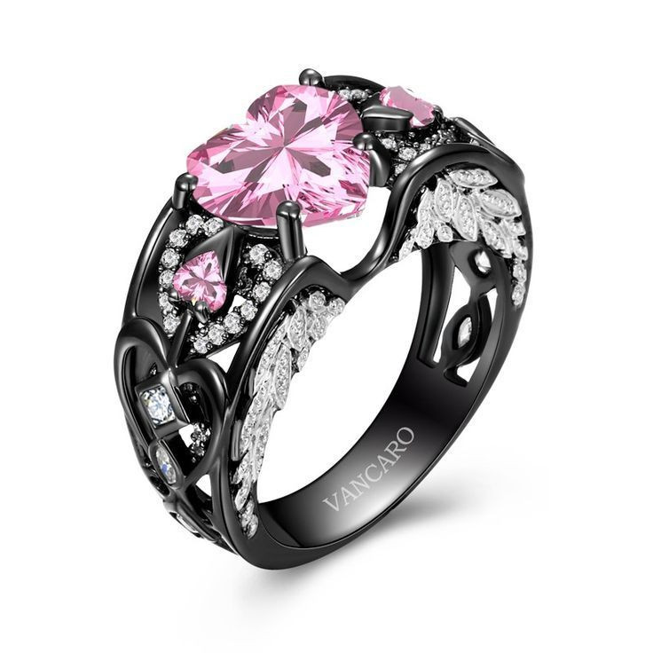 Black And Pink Wedding Rings
 Vancaro Angel Wing Collection Black And Pink Engagement