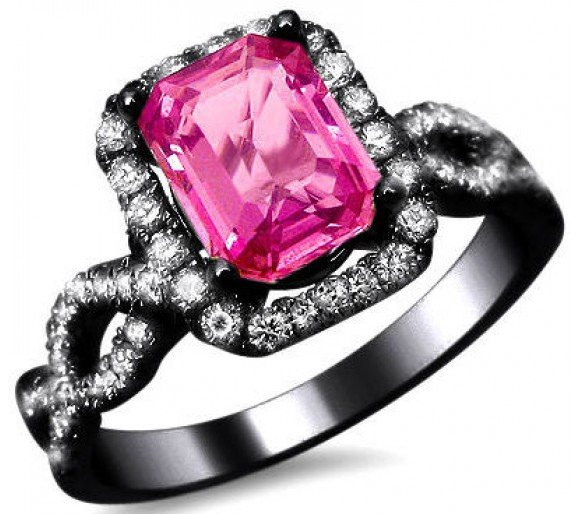 Black And Pink Wedding Rings
 Black and Pink Engagement Rings for Women Wedding and