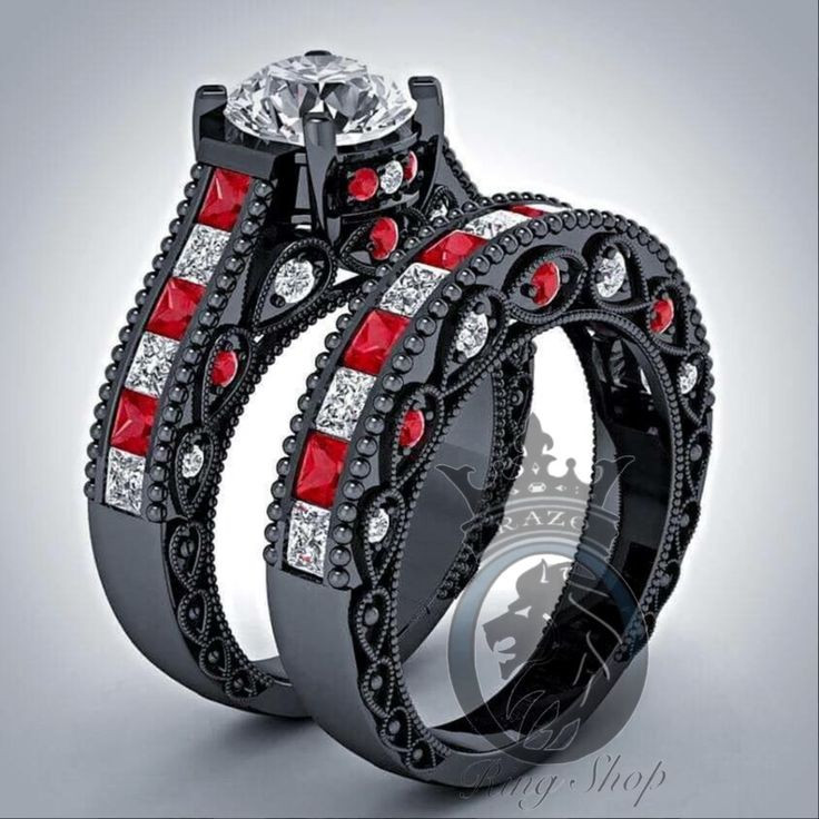 Black And Red Wedding Ring Sets
 122 best images about Harley Quinn & Joker Wedding on