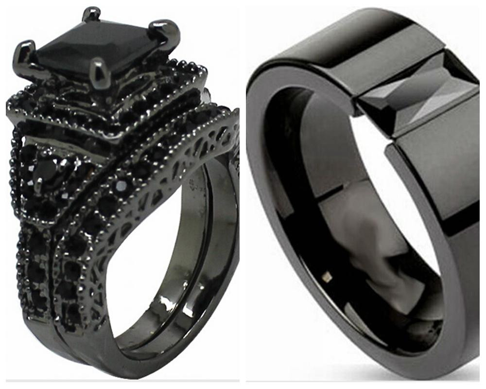 Black And Red Wedding Ring Sets
 2018 Sz 5 15 Black Wedding Engagement Ring Band Set