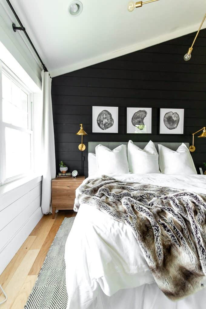 Black And White Master Bedroom
 Black and White Modern Master Bedroom Bright Green Door