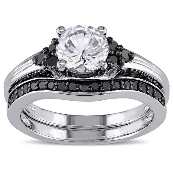 Black Diamond Wedding Ring Sets
 Shop Miadora Sterling Silver Created White Sapphire and 3