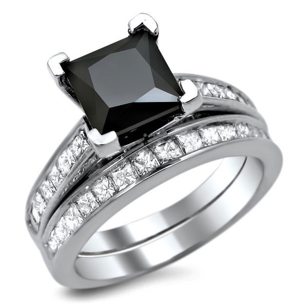 Black Diamond Wedding Ring Sets
 Shop 14k White Gold 2 1 2ct TDW Certified Black Diamond