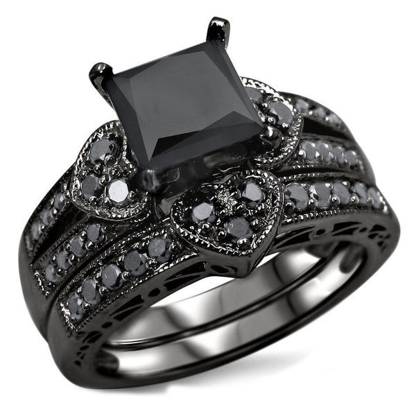 Black Diamond Wedding Ring Sets
 Shop 14k Black Rhodium plated Gold 2 1 4ct TDW Certified