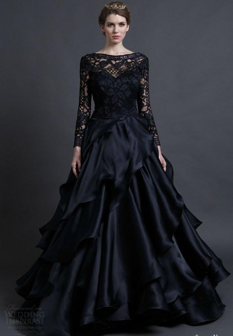 Black Dresses For Wedding
 2017 New Arrival Designer Long Sleeves Black Wedding Dress