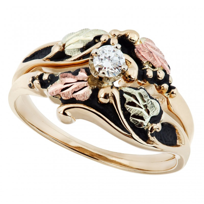 Black Hills Gold Wedding Rings
 Antiqued Black Hills Gold Diamond Engagement Wedding Ring