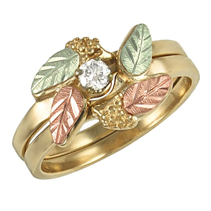 Black Hills Gold Wedding Rings
 10K Black Hills Gold Diamond Bridal Set Ring Size 6 w 0