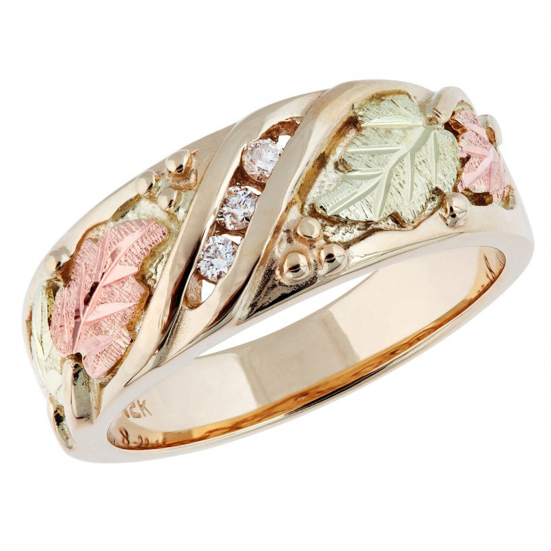 Black Hills Gold Wedding Rings
 Tri color Black Hills Gold and Diamond La s Wedding Ring