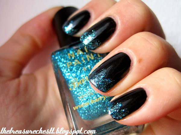 Black Nails With Glitter Tips
 Black and Blue Glitter Tips by IoanaZ on DeviantArt